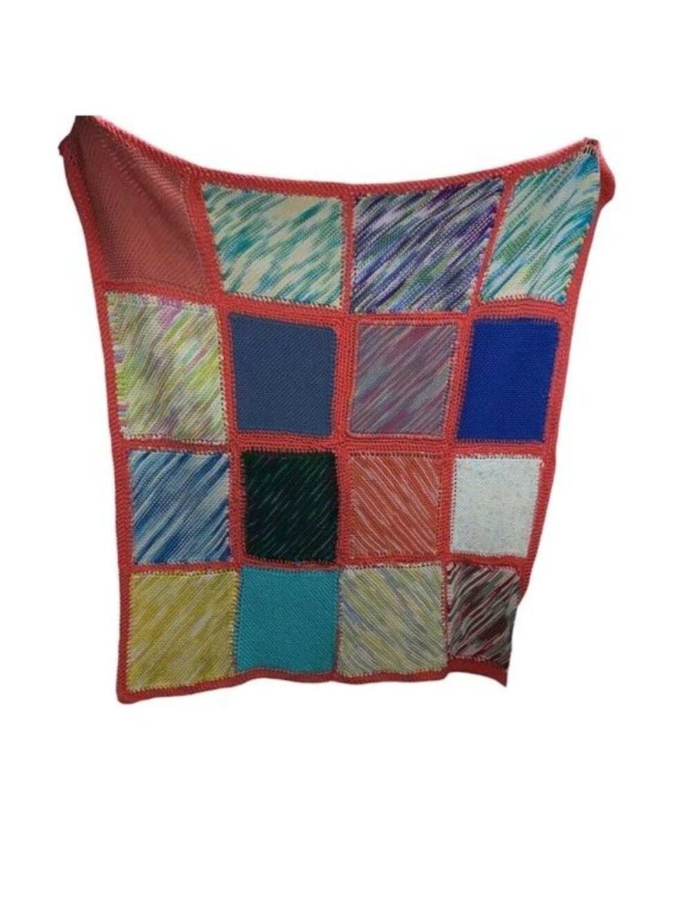 Handmade Crocheted Squares Blanket multicolored